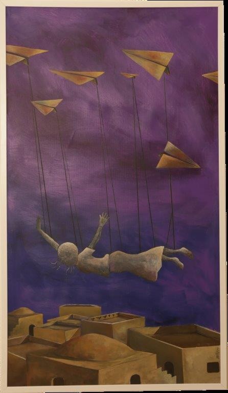Ahed Izhiman , purple plane , 136 x 76 cm , 2016.